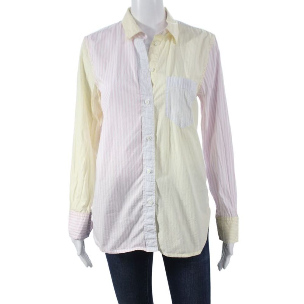J Crew Womens Multicolor Striped Collared Button-Up Cotton Long Sleeve Size S
